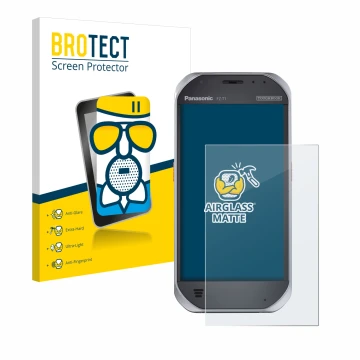 Parte frontale di una confezione del prodotto con il logo del marchio BROTECT. Accanto è raffigurato il dispositivo Panasonic 