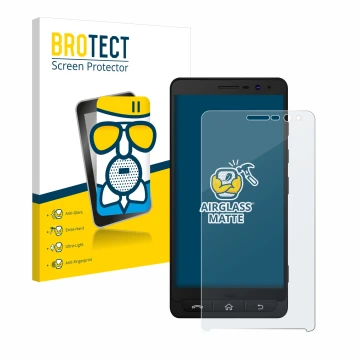 Parte frontale di una confezione del prodotto con il logo del marchio BROTECT. Accanto è raffigurato il dispositivo Beafon M5 