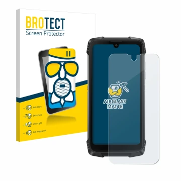 Parte frontale di una confezione del prodotto con il logo del marchio BROTECT. Accanto è raffigurato il dispositivo Blackview 