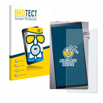 Parte frontale di una confezione del prodotto con il logo del marchio BROTECT. Accanto è raffigurato il dispositivo Astell&Ker