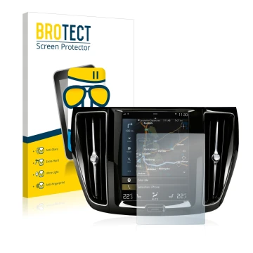 Parte frontale di una confezione del prodotto con il logo del marchio BROTECT. Accanto è raffigurato il dispositivo Volvo S60 