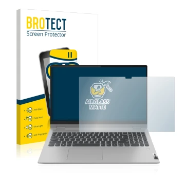 Parte frontale di una confezione del prodotto con il logo del marchio BROTECT. Accanto è raffigurato il dispositivo Lenovo Ide