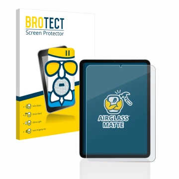Parte frontale di una confezione del prodotto con il logo del marchio BROTECT. Accanto è raffigurato il dispositivo Apple iPad