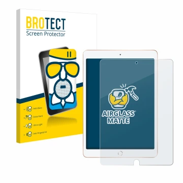Parte frontale di una confezione del prodotto con il logo del marchio BROTECT. Accanto è raffigurato il dispositivo Apple iPad
