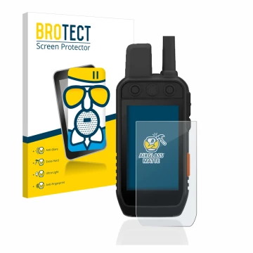 Parte frontale di una confezione del prodotto con il logo del marchio BROTECT. Accanto è raffigurato il dispositivo Garmin Alp