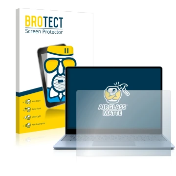 Parte frontale di una confezione del prodotto con il logo del marchio BROTECT. Accanto è raffigurato il dispositivo Microsoft 