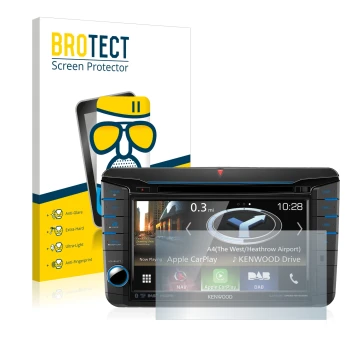 Parte frontale di una confezione del prodotto con il logo del marchio BROTECT. Accanto è raffigurato il dispositivo Kenwood DN
