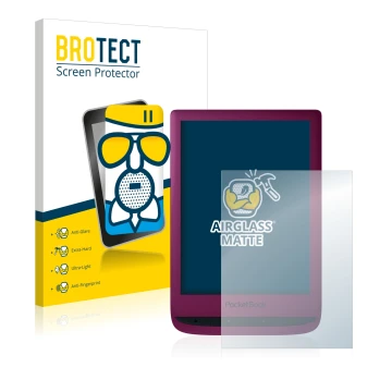 Parte frontale di una confezione del prodotto con il logo del marchio BROTECT. Accanto è raffigurato il dispositivo PocketBook