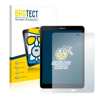 Parte frontale di una confezione del prodotto con il logo del marchio BROTECT. Accanto è raffigurato il dispositivo Samsung Ga