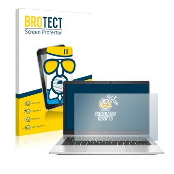 Parte frontale di una confezione del prodotto con il logo del marchio BROTECT. Accanto è raffigurato il dispositivo HP EliteBo