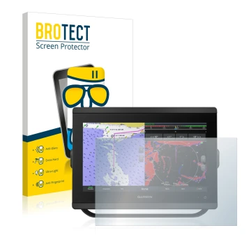 Parte frontale di una confezione del prodotto con il logo del marchio BROTECT. Accanto è raffigurato il dispositivo Garmin GPS