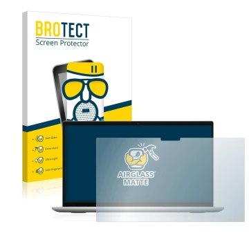 Parte frontale di una confezione del prodotto con il logo del marchio BROTECT. Accanto è raffigurato il dispositivo Dell Inspi