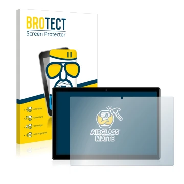 Parte frontale di una confezione del prodotto con il logo del marchio BROTECT. Accanto è raffigurato il dispositivo Teclast M4