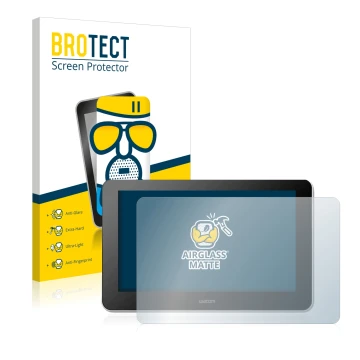 Parte frontale di una confezione del prodotto con il logo del marchio BROTECT. Accanto è raffigurato il dispositivo Wacom One 