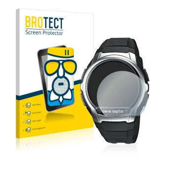 Parte frontale di una confezione del prodotto con il logo del marchio BROTECT. Accanto è raffigurato il dispositivo Casio Wave