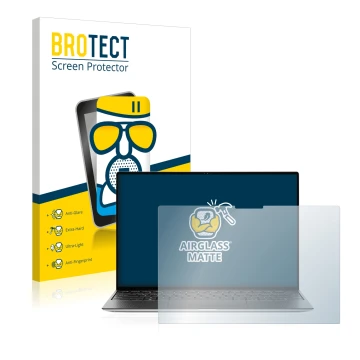 Parte frontale di una confezione del prodotto con il logo del marchio BROTECT. Accanto è raffigurato il dispositivo Dell XPS 1