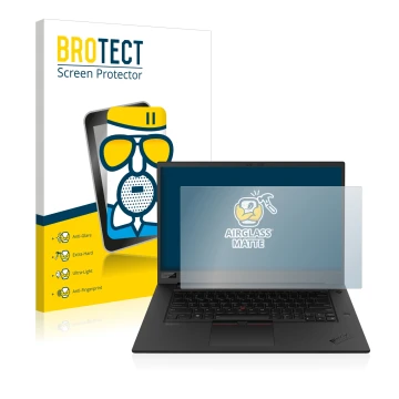 Parte frontale di una confezione del prodotto con il logo del marchio BROTECT. Accanto è raffigurato il dispositivo Lenovo Thi