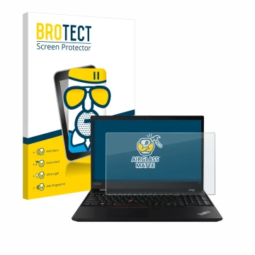 Parte frontale di una confezione del prodotto con il logo del marchio BROTECT. Accanto è raffigurato il dispositivo Lenovo Thi