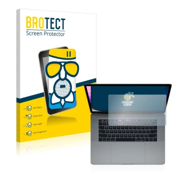 Parte frontale di una confezione del prodotto con il logo del marchio BROTECT. Accanto è raffigurato il dispositivo Apple MacB