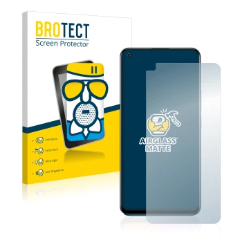 Parte frontale di una confezione del prodotto con il logo del marchio BROTECT. Accanto è raffigurato il dispositivo realme 8 c