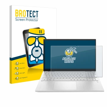 Parte frontale di una confezione del prodotto con il logo del marchio BROTECT. Accanto è raffigurato il dispositivo HP Pavilio