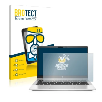 Parte frontale di una confezione del prodotto con il logo del marchio BROTECT. Accanto è raffigurato il dispositivo HP ProBook
