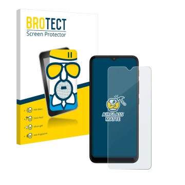 Parte frontale di una confezione del prodotto con il logo del marchio BROTECT. Accanto è raffigurato il dispositivo Motorola M