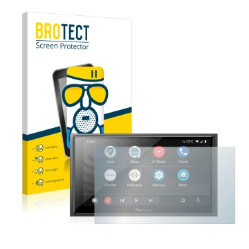 Parte frontale di una confezione del prodotto con il logo del marchio BROTECT. Accanto è raffigurato il dispositivo Pioneer SP