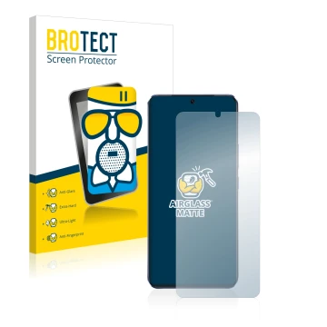 Parte frontale di una confezione del prodotto con il logo del marchio BROTECT. Accanto è raffigurato il dispositivo Vivo V21 5