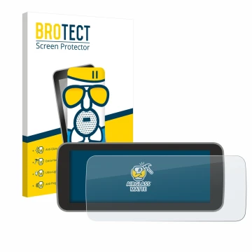 Parte frontale di una confezione del prodotto con il logo del marchio BROTECT. Accanto è raffigurato il dispositivo Fiat 500 E