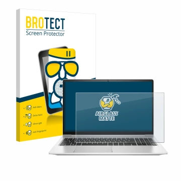 Parte frontale di una confezione del prodotto con il logo del marchio BROTECT. Accanto è raffigurato il dispositivo HP ProBook