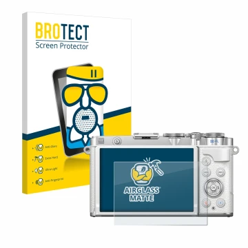 Parte frontale di una confezione del prodotto con il logo del marchio BROTECT. Accanto è raffigurato il dispositivo Olympus PE