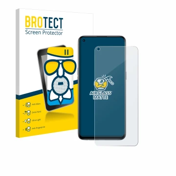 Parte frontale di una confezione del prodotto con il logo del marchio BROTECT. Accanto è raffigurato il dispositivo realme GT 