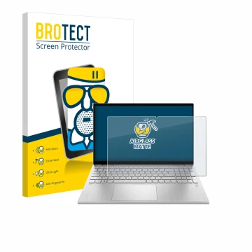 Parte frontale di una confezione del prodotto con il logo del marchio BROTECT. Accanto è raffigurato il dispositivo HP Pavilio