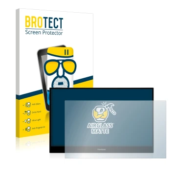 Parte frontale di una confezione del prodotto con il logo del marchio BROTECT. Accanto è raffigurato il dispositivo ViewSonic 