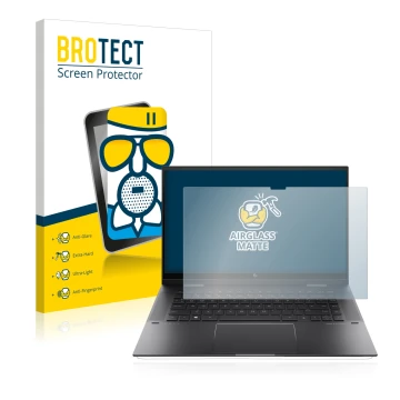 Parte frontale di una confezione del prodotto con il logo del marchio BROTECT. Accanto è raffigurato il dispositivo HP Envy x3