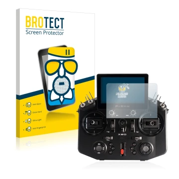 Parte frontale di una confezione del prodotto con il logo del marchio BROTECT. Accanto è raffigurato il dispositivo FrSky Tand