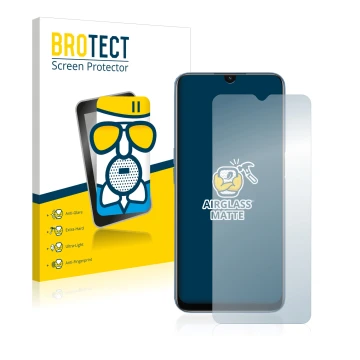 Parte frontale di una confezione del prodotto con il logo del marchio BROTECT. Accanto è raffigurato il dispositivo Oppo A16s 