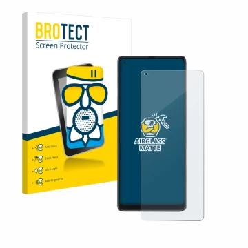 Parte frontale di una confezione del prodotto con il logo del marchio BROTECT. Accanto è raffigurato il dispositivo Cubot Max 