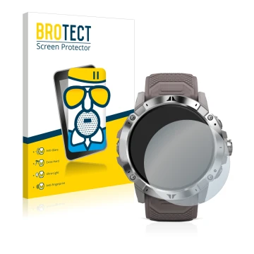 Parte frontale di una confezione del prodotto con il logo del marchio BROTECT. Accanto è raffigurato il dispositivo Coros Vert