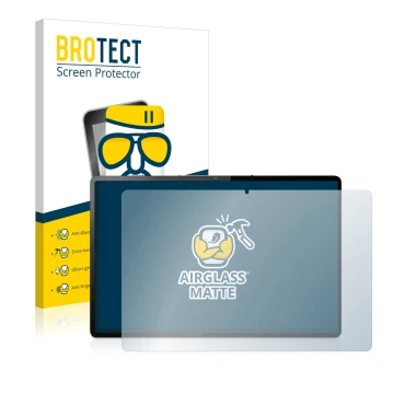 Parte frontale di una confezione del prodotto con il logo del marchio BROTECT. Accanto è raffigurato il dispositivo Lenovo Tab