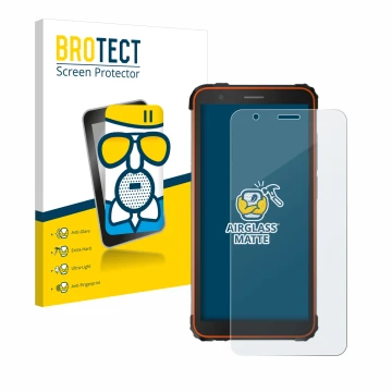 Parte frontale di una confezione del prodotto con il logo del marchio BROTECT. Accanto è raffigurato il dispositivo Blackview 