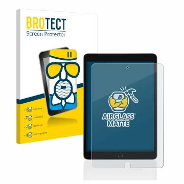 Parte frontale di una confezione del prodotto con il logo del marchio BROTECT. Accanto è raffigurato il dispositivo Apple iPad