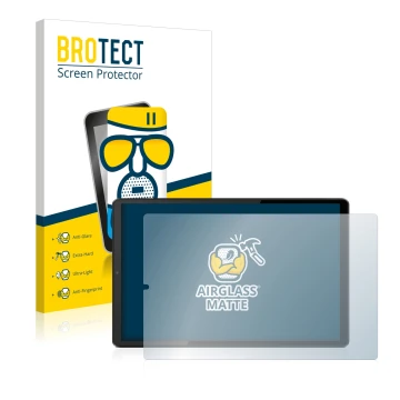 Parte frontale di una confezione del prodotto con il logo del marchio BROTECT. Accanto è raffigurato il dispositivo Lenovo Tab