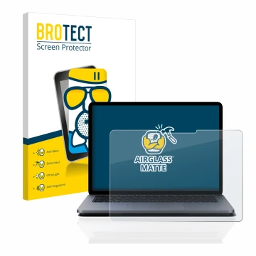 Parte frontale di una confezione del prodotto con il logo del marchio BROTECT. Accanto è raffigurato il dispositivo Microsoft 