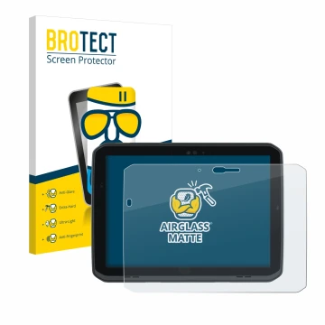 Parte frontale di una confezione del prodotto con il logo del marchio BROTECT. Accanto è raffigurato il dispositivo Zebra ET80