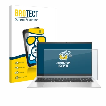 Parte frontale di una confezione del prodotto con il logo del marchio BROTECT. Accanto è raffigurato il dispositivo HP EliteBo