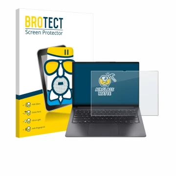 Parte frontale di una confezione del prodotto con il logo del marchio BROTECT. Accanto è raffigurato il dispositivo Lenovo Yog