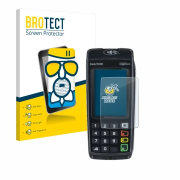 Parte frontale di una confezione del prodotto con il logo del marchio BROTECT. Accanto è raffigurato il dispositivo ingenico D