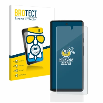 Parte frontale di una confezione del prodotto con il logo del marchio BROTECT. Accanto è raffigurato il dispositivo Google Pix